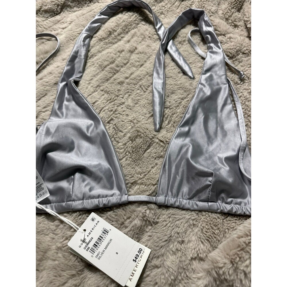 Good American Ruched Halter Bikini Top